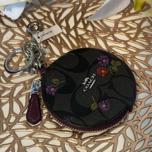 NWT Coach Black Floral Coin Pouch - Picture 8 of 13